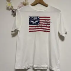 ポロ　ラルフローレン　ジュニアM(150) 星条旗プリント 半袖　Tシャツ 白