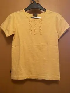 【FITS】フリル付きシンプルTシャツ 120cm 綿100 山吹色