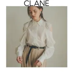 21AW CLANE 2WAY オフショルダー シャツ ブラウス 白 コットン