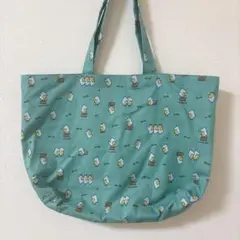 ハンドメイド　大きめサイズ　エコバッグ　ハシビロコウ