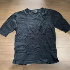EIGHTG 黒 Vネック 五分Tシャツ ポケット付き