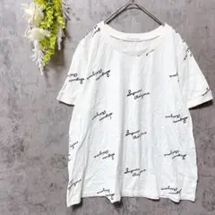 ザンパ　ロゴTプリントTシャツ　半袖　トップス　総柄　おしゃれ　ホワイト　M