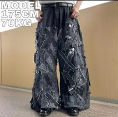 再構築リメイクデニム ブラック パッチワーク