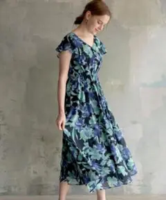 【完売品】And Couture シェードフラワーシフォンワンピース