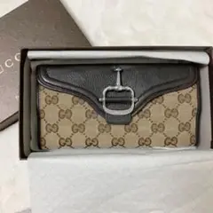 美品♡ GUCCI 長財布 ホースビット ggシマ レザー キャンバス
