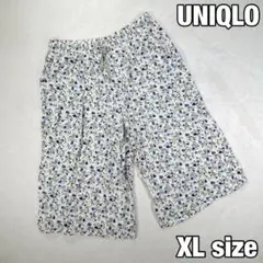【ユニクロ】ルームパンツ　ハーフ　ボタニカル　総柄　薄手　XL