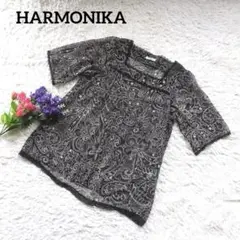 HARMONIKAハーモニカ【日本製】【シフォン】【フリル】ブラックチュニックF