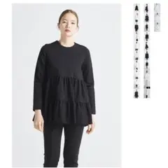 ヨリ yori ぬくぬくヘムフリルブラウス ブラック 2022AW