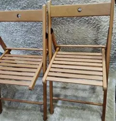 【2脚】良品 イケア テリエ ピーチ無垢材 折りたたみチェアTERJE IKEA