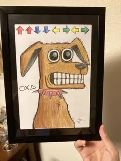 【原画・一点物】番犬と隠しコマンド/A4サイズ/額縁付き/ポップアート