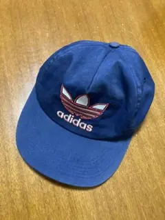 80s 90s アディダス　adidas　cap　ロゴ　キャップ　青　赤　刺繍