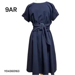 ★美品★9AR ネイビー ベルト付き半袖ワンピース　ゆったり　紺　ウエストゴム