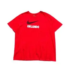 7TSM4【NIKE】フロントロゴプリントTシャツ　赤　3XL 古着used