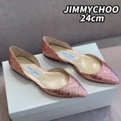 早い者勝ち 新品ジミーチュウ ESTHER FLAT フラット グリッターピンク
