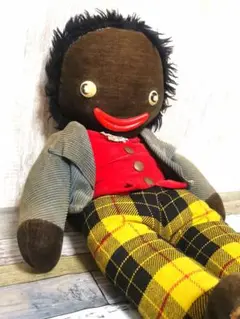 ヴィンテージ 喋る ゴーリー人形 年代物 Golliwog ぬいぐるみ イギリスアンティーク ゴーリー人形 Golly 50cmサイズ 1950