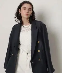 【美品】CADUNE（カデュネ）25SS シアーダブルジャケット ネイビー 36
