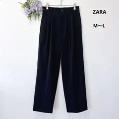ZARA タックワイド スラックス M〜L ブラック ストレート ハイウエスト