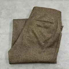 80s　タロンジップ　ポリ混ウール　長ズボン　スラックス　古着　ブラウン　W32