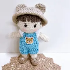 【ハンドメイド】あみぐるみ 男の子　着せ替え　耳つき帽子