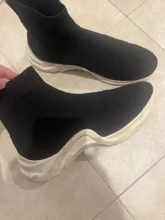 ブラック ニットソックス スニーカー