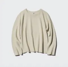 UNIQLO ライトベージュ クルーネックニット Mサイズ