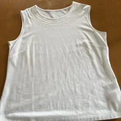 ホワイト タンクトップ クルーネック