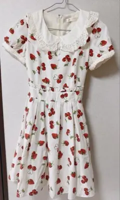 Ank Rouge さくらんぼ いちご リボン ワンピース ホワイト