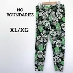 NO BOUNDARIES【XL/XG】スカル　レギンス　グリーン　総柄