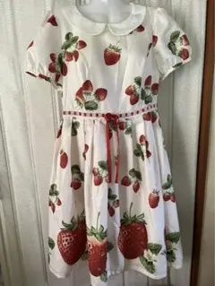 【美品】Emily Temple Cute いちご ワンピース 白