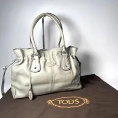 トッズ TOD,S レザー ハンドバッグ 保存袋 グリーン系