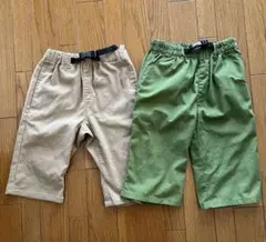 ハーフパンツ 2枚セット ベージュ・グリーン