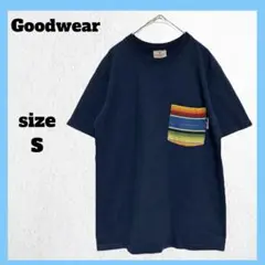 グッドウェア Tシャツ カットソー 半袖 シンプル USA製 ネイビー S