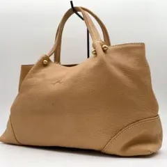【良品】kitamura キタムラ トートバッグ シボ革 Kロゴ キャメル