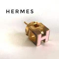 HERMES エルメス キューブ ピアス 片耳 ピンク ローズ ゴールド