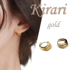ピアス ゴールド トリプル 3連 フープピアス キャッチレス S925 117