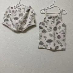 【新品】キノコ柄 ベビー服 セットアップ 2点セット 80cm 夏 植物柄