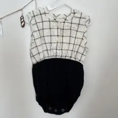 mien bloom.B ロンパース 白黒チェック 70-80size