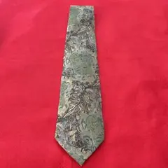 【美品】CARLO VALENTE メンズ　ネクタイ　モザイク柄　総柄　グリーン