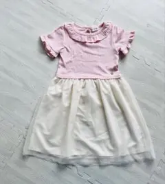 フリル袖 ピンククリーム ワンピース