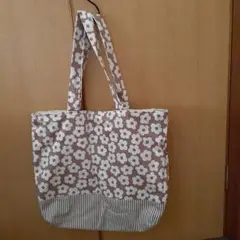 花柄ストライプトートバッグ