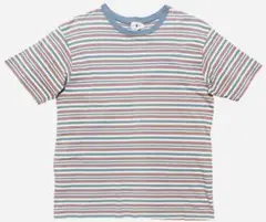 緑赤黄青ボーダー　JCREW Tシャツ　ML相当【美品、90s、巨人タグ】