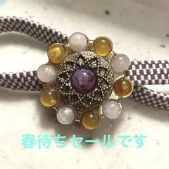 秋色アンティーク調帯留 三分紐付き❣️