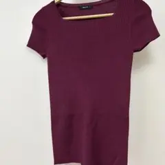 COMME CA ISM バーガンディ 半袖ニット