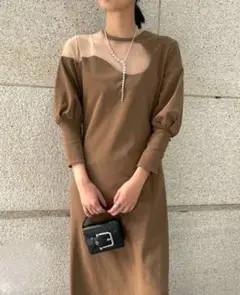 AMERI　LAKE CURVE TRICOT RIB DRESS Mサイズ】LAKE CURVE TRICOT RIB DRESS Ameri VINTAGE（アメリ
