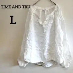 TIME AND TRU【L】長袖シャツ トップス 白/ホワイト 古着