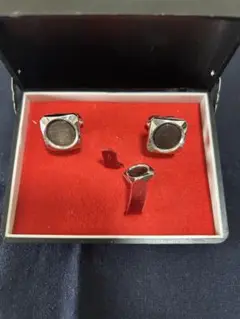 シルバー カフスボタンとリングセット