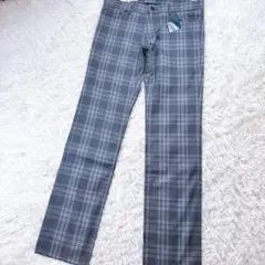 【未使用タグ付】メンズM ナノユニバース　スキニーパンツ　チェック　グレー
