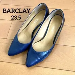 BARCLAY ネイビー レザー ポインテッドトゥパンプス