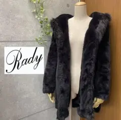 Rady ファー ロングコート フード付き Sブラック