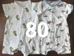パイナップルと車のロンパース2点セット　夏　可愛い　80 男の子　女の子　双子